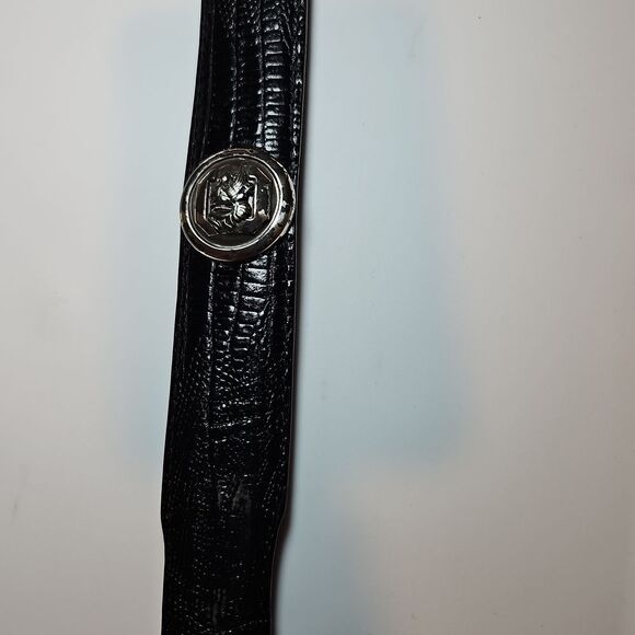 Black Leather Belt with Silver Buckle waist 32"-35" Vintage USC GAMCOCKS rare - Picture 2 of 7